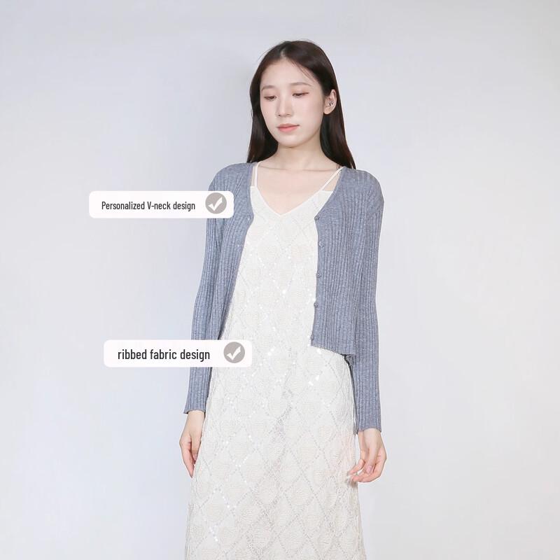 Sweet Basil Women's V-Neck Long-Sleeve Knit Cardigan Z1EA43333A