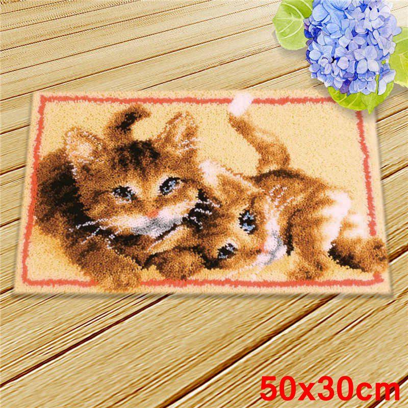 Cartoon Animal Latch Hook Pillow Smyrna Package Hooks Hand Knitted Embroidered Pillow Carpet Embroidery Set Latch Hook Rug Kits