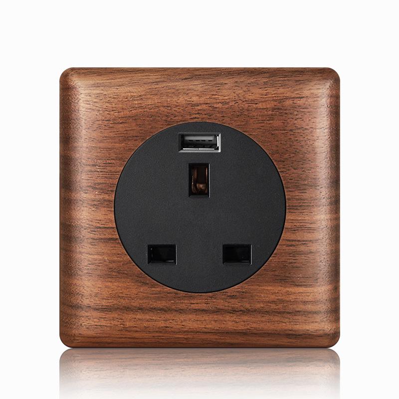 Nordic Toggle Industrial Style Solid Wood 86 Type Single/Double Gang Switch Socket