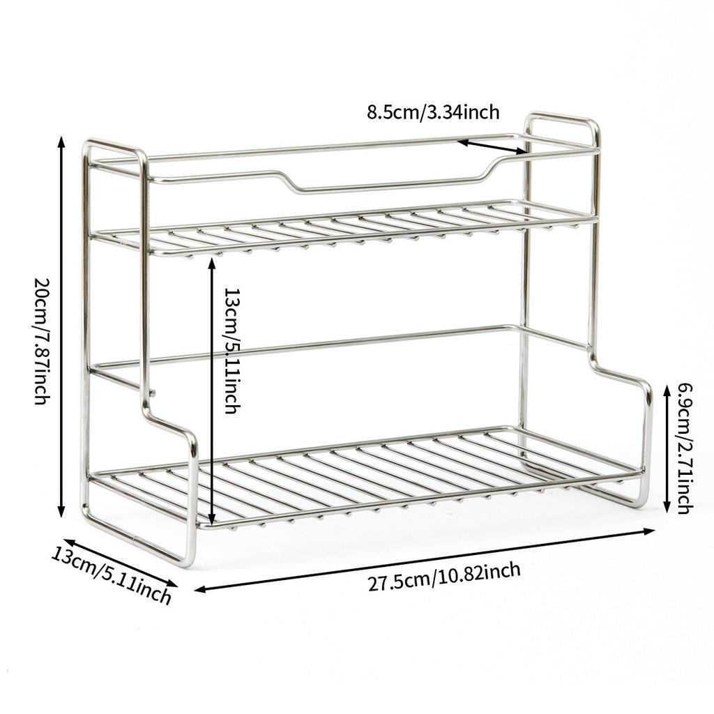 Kitchen double-layer storage rack, spice organizer, bathroom storage rack, multifunctional desktop storage rack