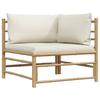 vidaXL 2-tlg. Garten-Lounge-Set mit Kissen Cremeweiß Bambus