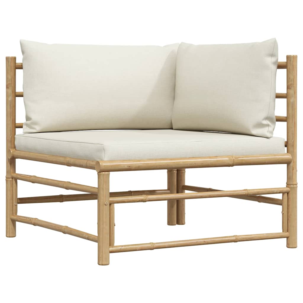 vidaXL 2-tlg. Garten-Lounge-Set mit Kissen Cremeweiß Bambus