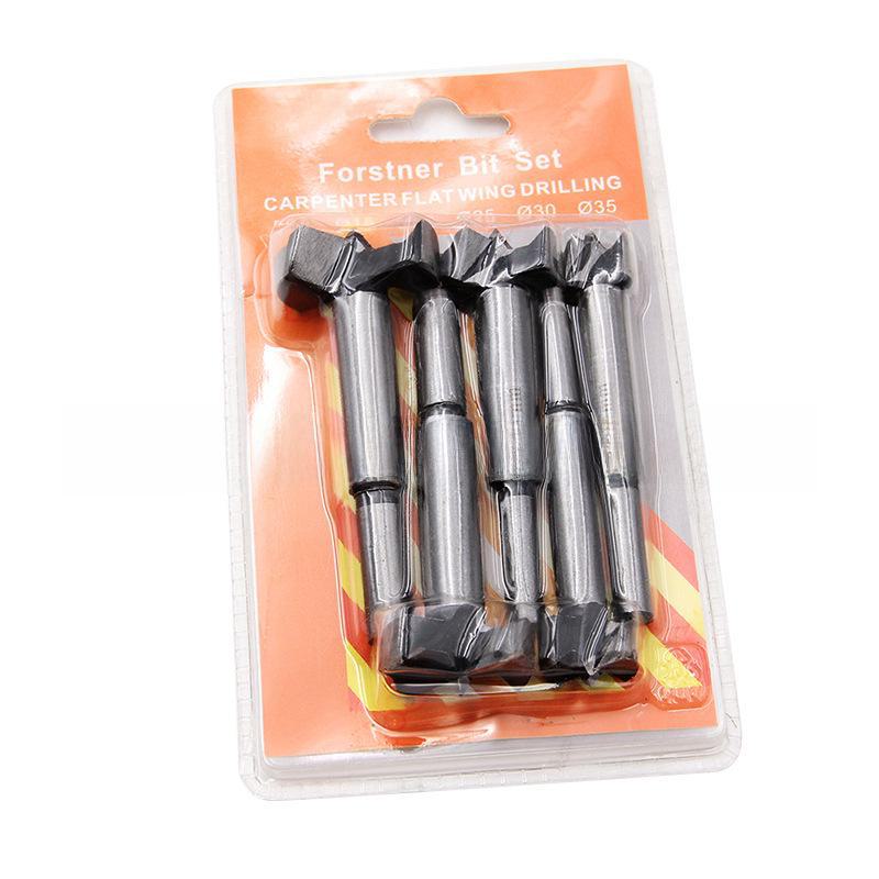 "5pc Woodworking Hole Opener Punch Drill Set for Flat Wing Drilling, Reaming, and Hinge Tool"