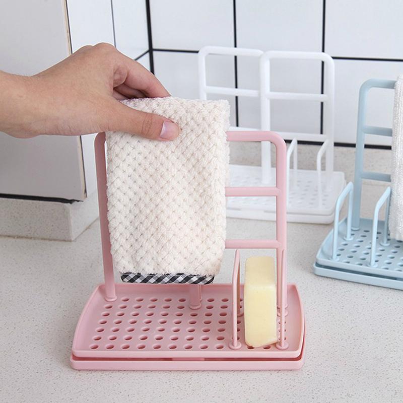 1Pcs Detachable Kitchen Dishcloth Holder Rag Hanger Sink Sponge Holder Storage Rack Shelf For Bathroom Scrubber Brush Organizer