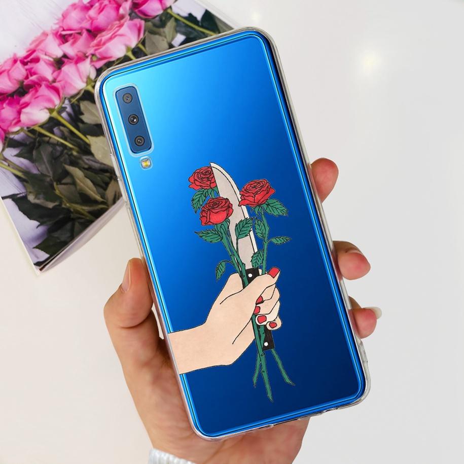 For Cover Samsung Galaxy A7 2018 Case New Fashion Flower Bumper Soft Silicone Phone Case For Samsung A7 2018 A750 SM-A750F Coque