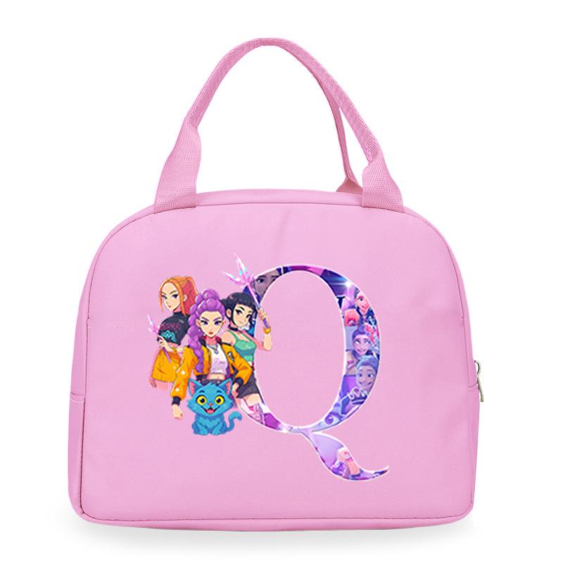 Trend Kpop Anime Cartoon Peripheral 26 Letter Printing Bento Bag Commuter Portable Lunch Box Bag