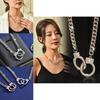 Elegant Titanium Steel Handcuff Necklace For Men And Women With Gold Inlaid Geometric Design