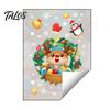 Gingerbread Man Decals Christmas Static Window Sticker, Wreath Pattern Print PVC Removable Decal, Decorative Film Waterproof Glass Cling for