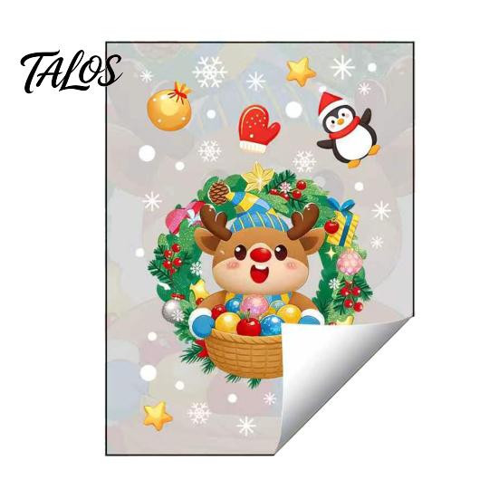 Gingerbread Man Decals Christmas Static Window Sticker, Wreath Pattern Print PVC Removable Decal, Decorative Film Waterproof Glass Cling for