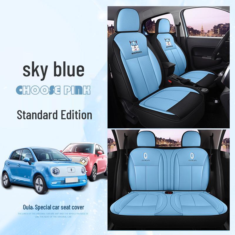 ORA R1 Custom Full Surround Leather Car Seat Cover - Cartoon Design for All Seasons