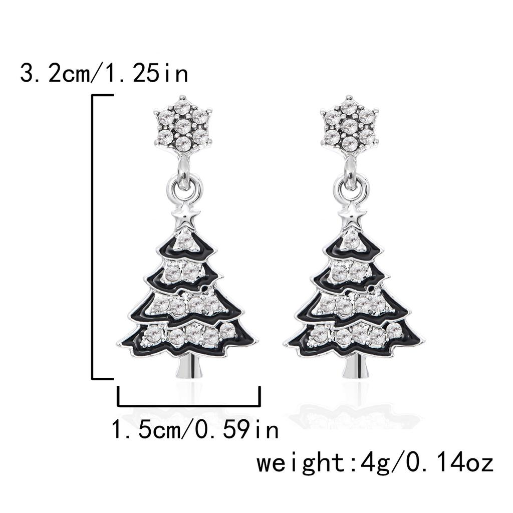 1 Pair of Christmas Earrings Christmas Tree Stud Fashion Pendant Earrings, Women's Sweet Santa Claus Bell Tassel Chain Unique Cute Exquisite Earrings