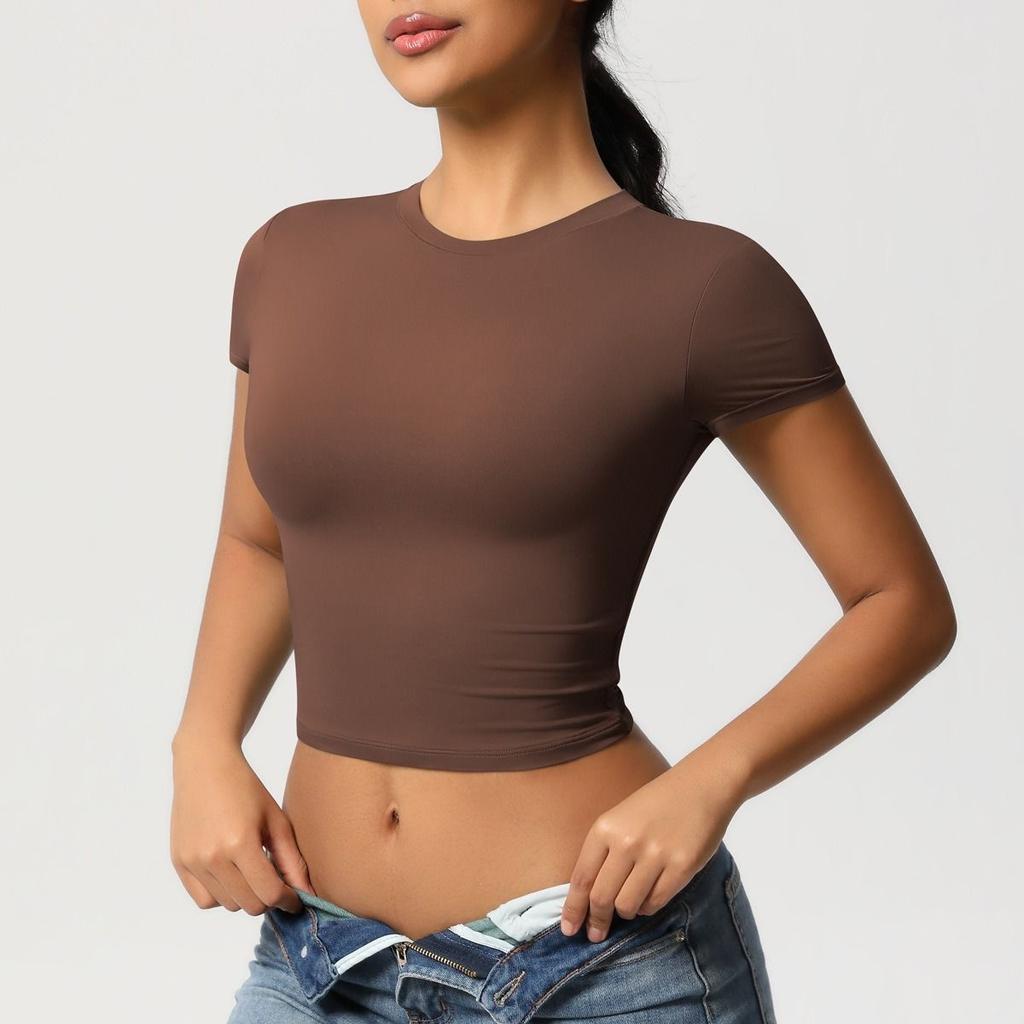 European and American open-navel short-sleeved T-shirt women, summer new large-size short Spice Girl top