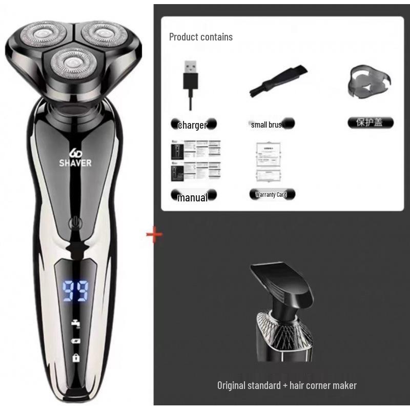 German Electric Shaver: 6-in-1 Multifunctional, Floating Triple Head, Waterproof Men's Beard Razor