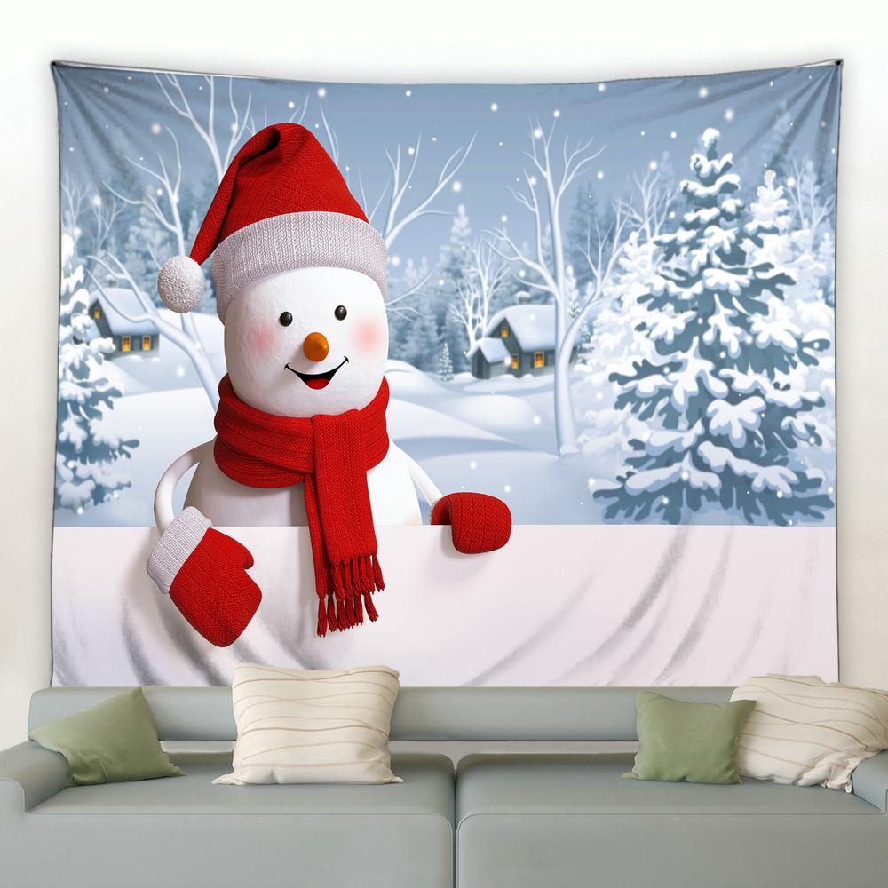 Домашний декор гобелен Санта-Клаус Снеговик Рождественский настенный гобелен Праздничная — фото 4