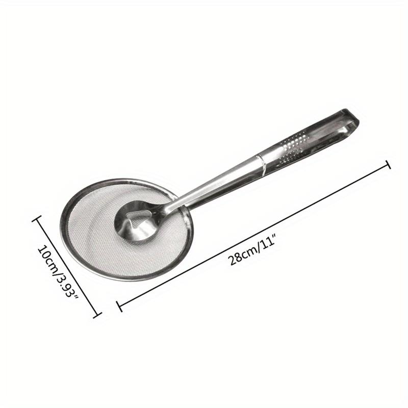 Stainless Steel Oil Splatter Filter Multi Functional Kitchen Tool for Frying Cooking and Grease Straining with Ergonomic Handle