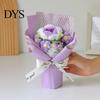 Handgestricktes Geschenk zum Jahrestag, Handgehäkeltes Garnblumenstrauß, Künstlicher Rosen-Sonnenblumenstrauß, Frauen-Häkelblumen, Lehrer-Anerkennung