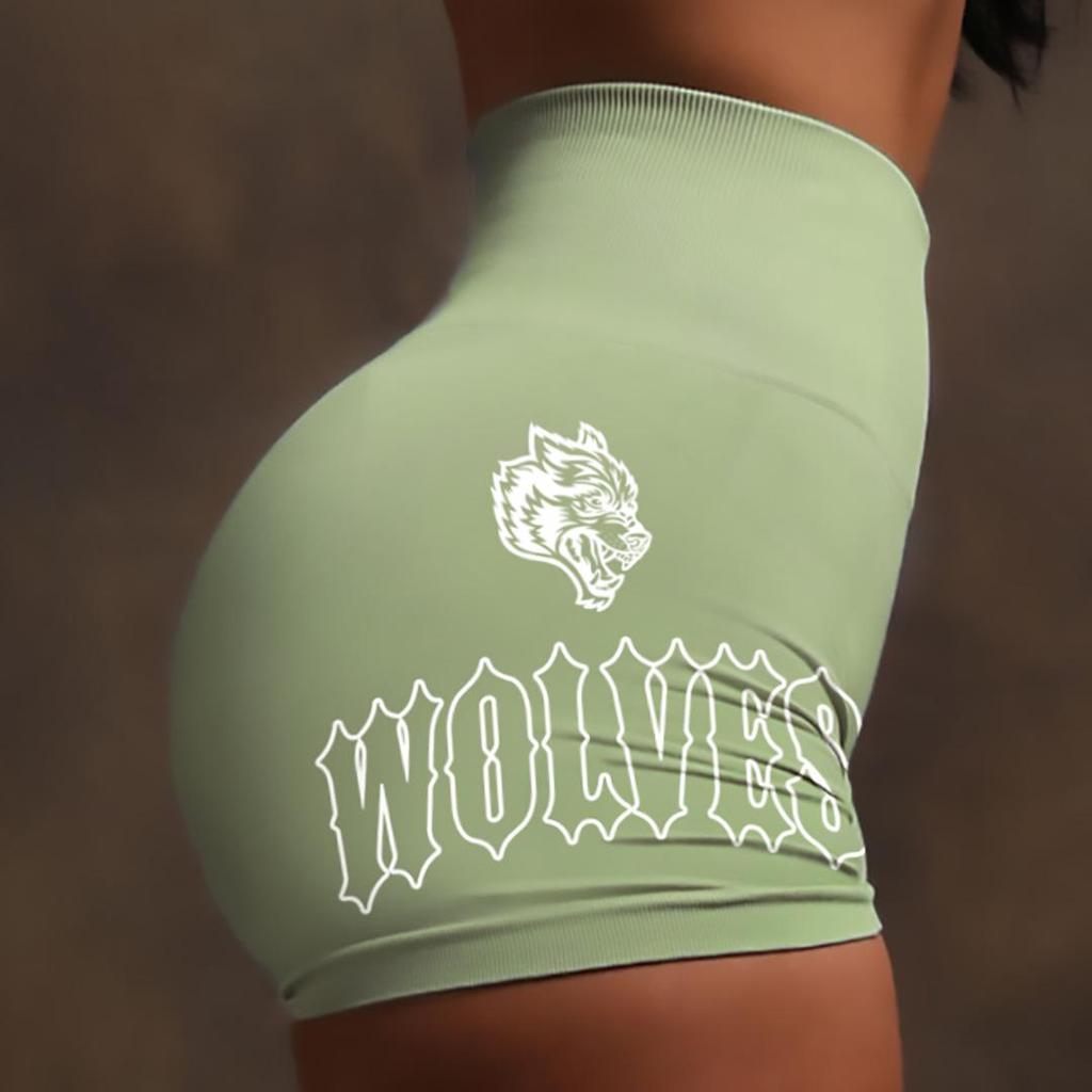 Skladem Dámské bezešvé šortky na jógu s vysokým pasem Darcsport s designem vlčí hlavy