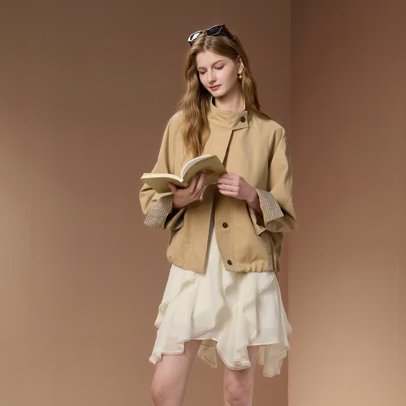 Sancai Autumn Casual Stand Collar Jacket