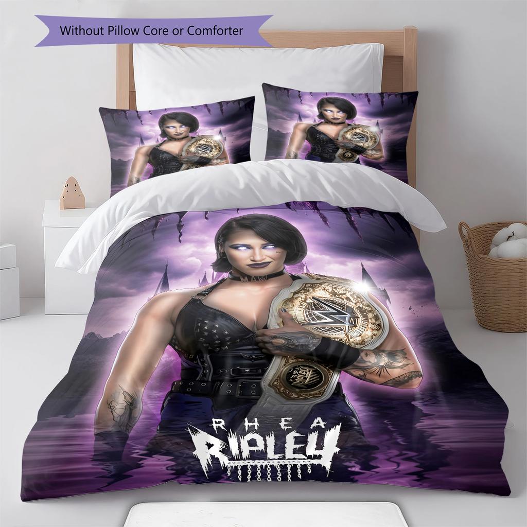 Biancheria da letto con motivo Rhea Ripley, Set piumone Copripiumone Federa Regalo di Compleanno per la Casa (1 * copripiumino + 2 * federa, senza nucleo)