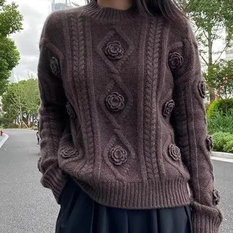 

Женский осенне-зимний свитер, утолщенный, теплый, вязаный, эластичный, с длинным рукавом, оверсайз топ XXXL коричневый