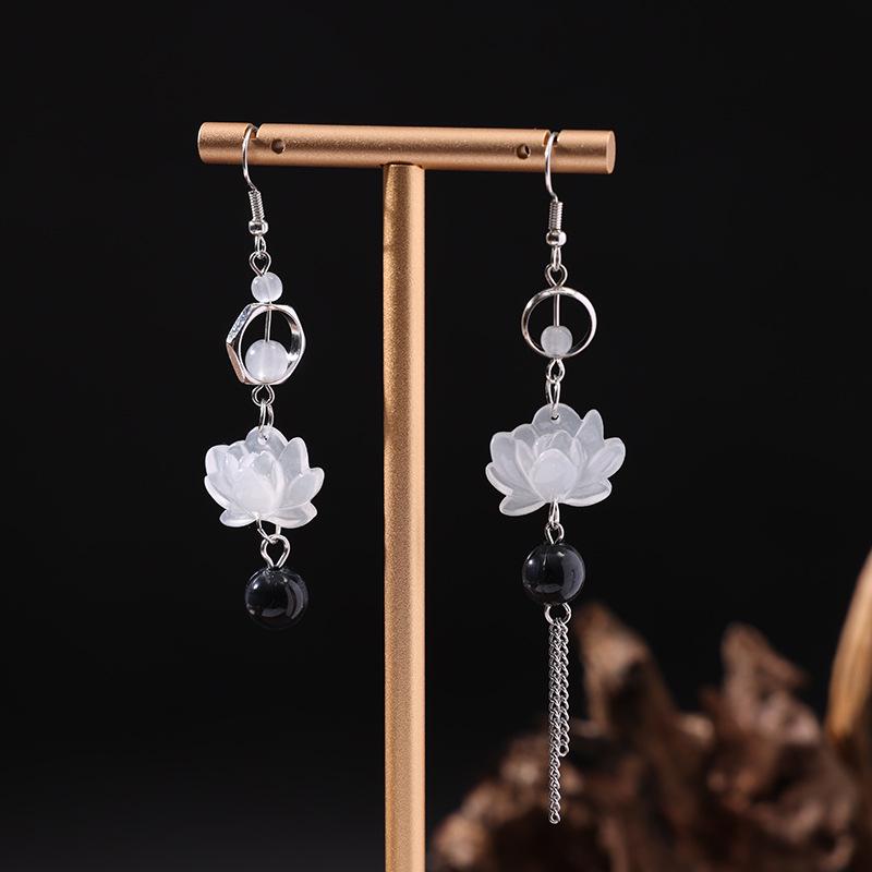 Boucles d'oreilles gland perle en forme d'éventail:  Pendentif Boucle de Paix Style Chinois Rétro pour Costumes Hanfu