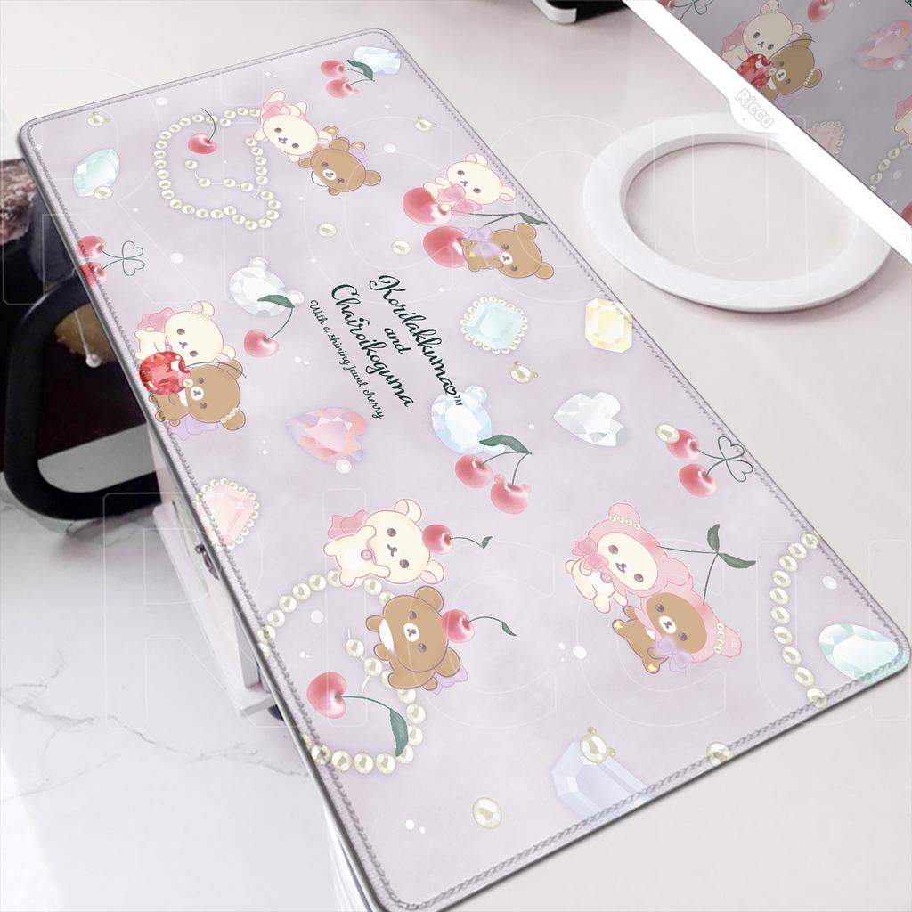 Anime Mouse Pad Kawaii Laptop Desk Decoration Mouse 30x80cm Gamer Rubber Mat Cute Rilakkuma Non-slip Keyboard Office Accessories