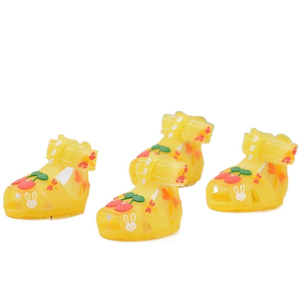4Pcs/Set Soft Dog Summer Jelly Sandals Cartoon Hollow Puppy Shoes for Hot Roads