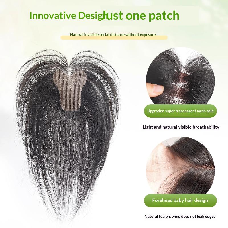 Real Human Hair Women's Toppers with No Show Seam Stickers for Instant Hair Volume and Repair Daily
