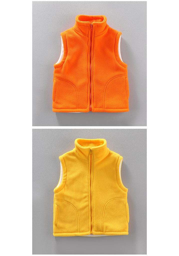 Kids' Fleece Vest for Boys & Girls, Thick Outerwear for Spring To Winter, Kindergarten Uniform with Logo Print