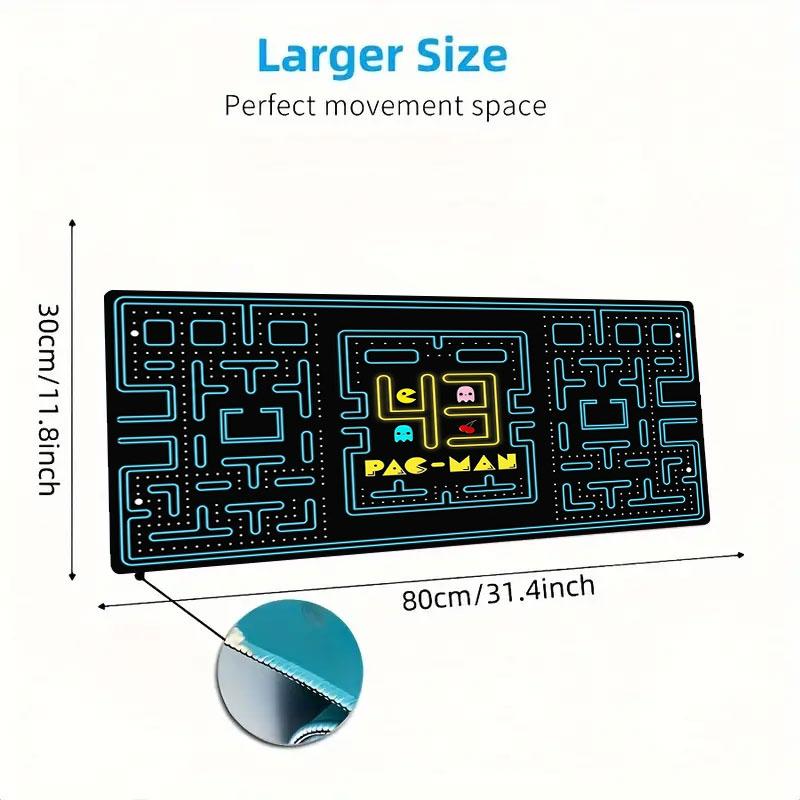 Pac-Man Large Size Mouse Pad Large Gaming Table Cushion Non-slip Laptop Tablet Big Mousepad XXL Mat Mini PC Playmat With Lock Edge