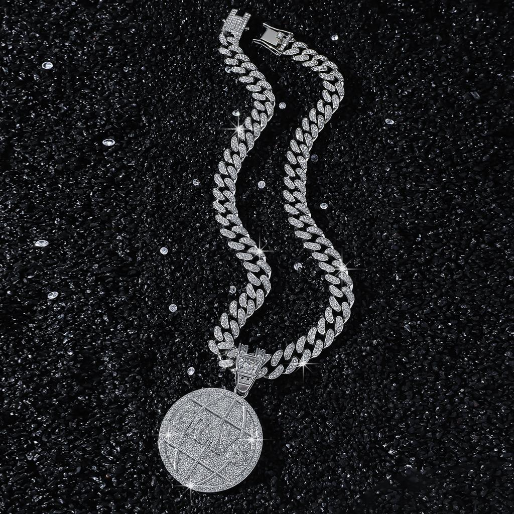 Disc Letter Cuban Chain Pendant, Hip Hop Creative Personality Disc Pendant Necklace