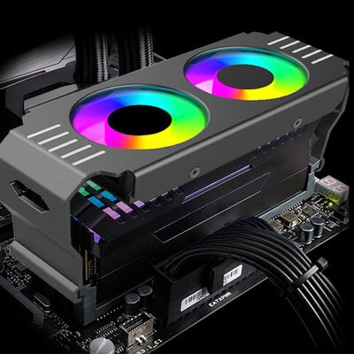 Computer RAM Speichermodul Kühler PC DDR4 DDR5 Dual 120mm Lüfter ARGB Sync PWM Lüfter Aluminium RGB Kühler für DDR4 DDR5