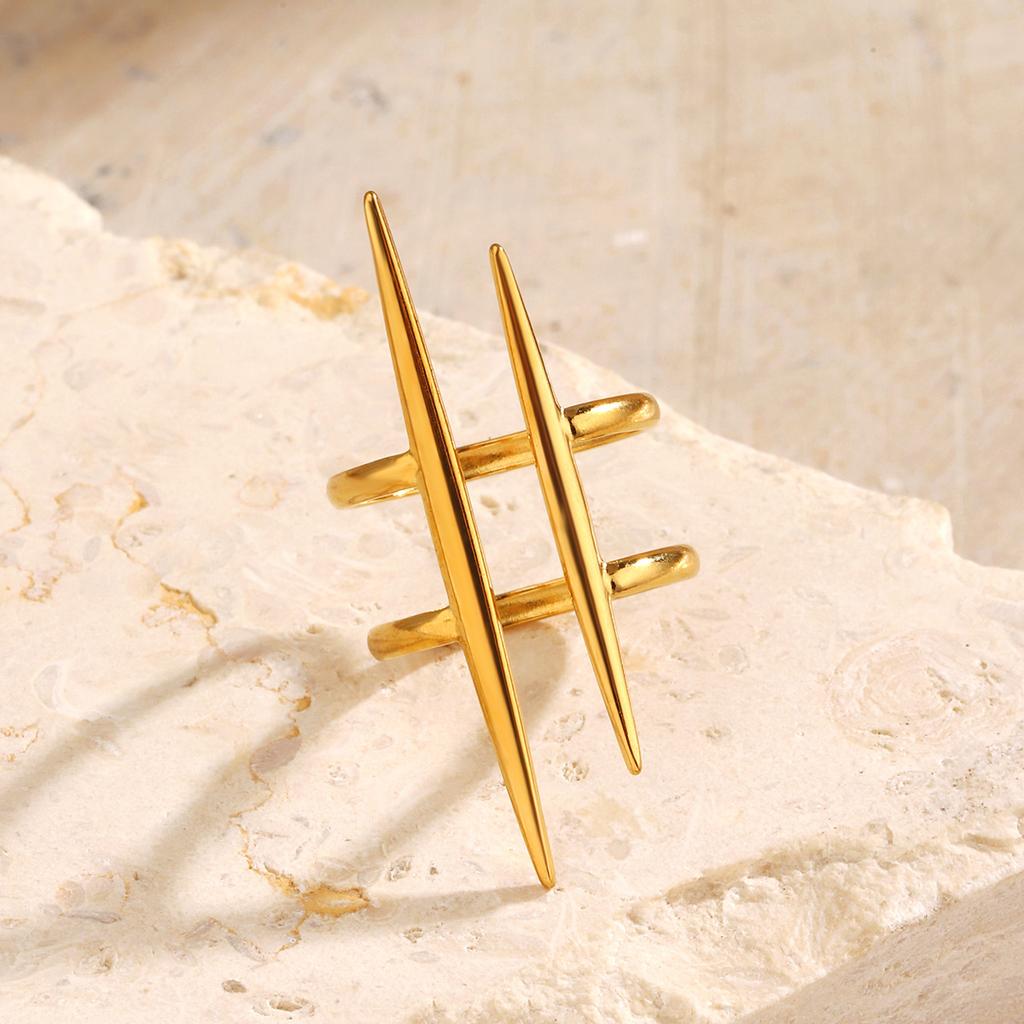 New Design Fashion Pop Gold-Plated Stainless Steel Line Ring for Women Couple Personality Hip Hop Jewelry Wholesale