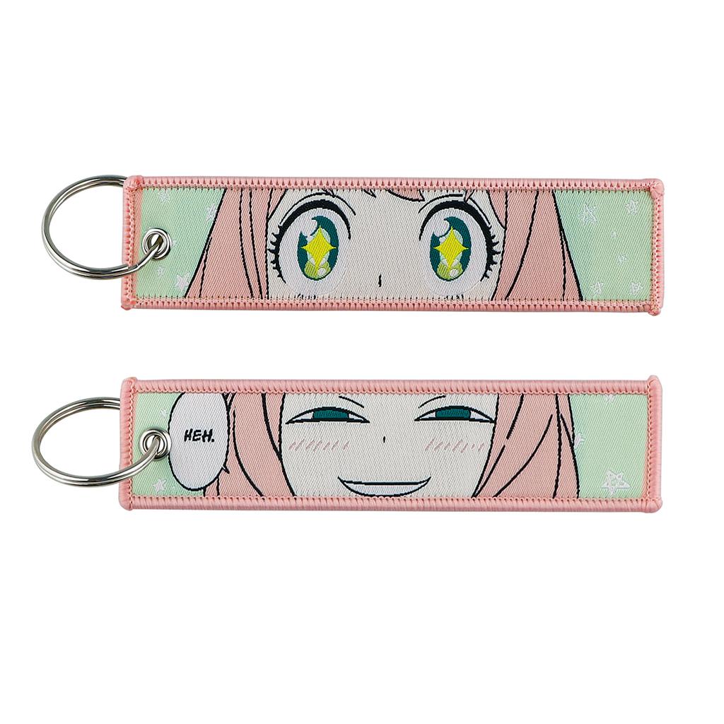 Japanischer Anime Schlüsselanhänger für Motorräder Autos Schlüsselanhänger Schlüsselanhänger Stickerei Schlüsselring für Männer Frauen Zubehör