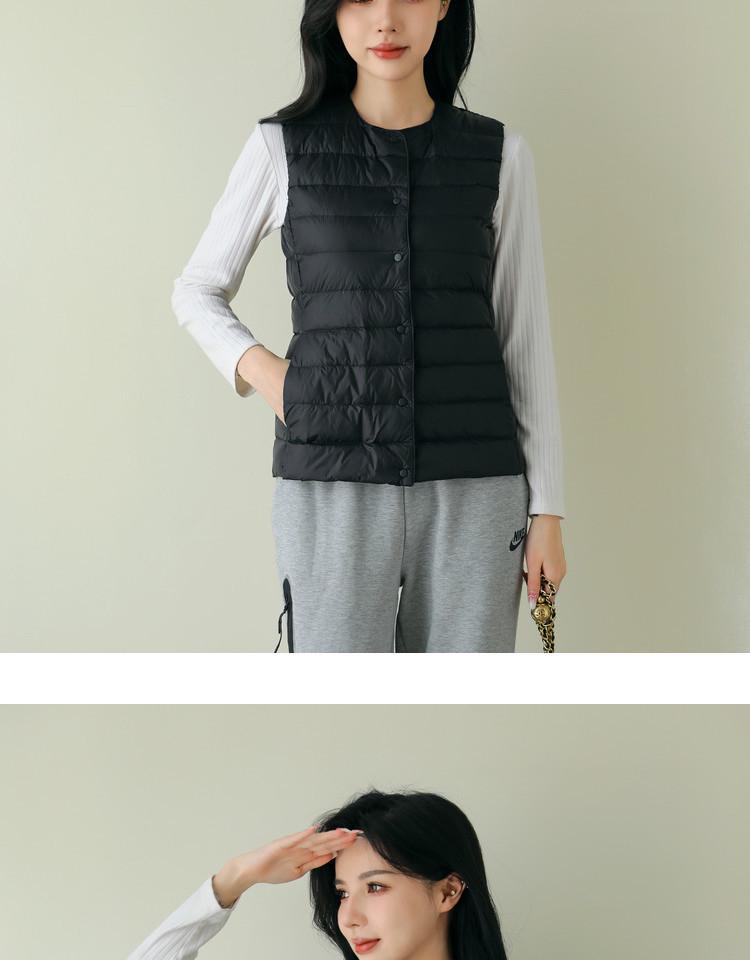 Gilet Imbottito Leggero da Donna con Scollo Rotondo & Scollo a V Vestibilità Aderente Senza Maniche
