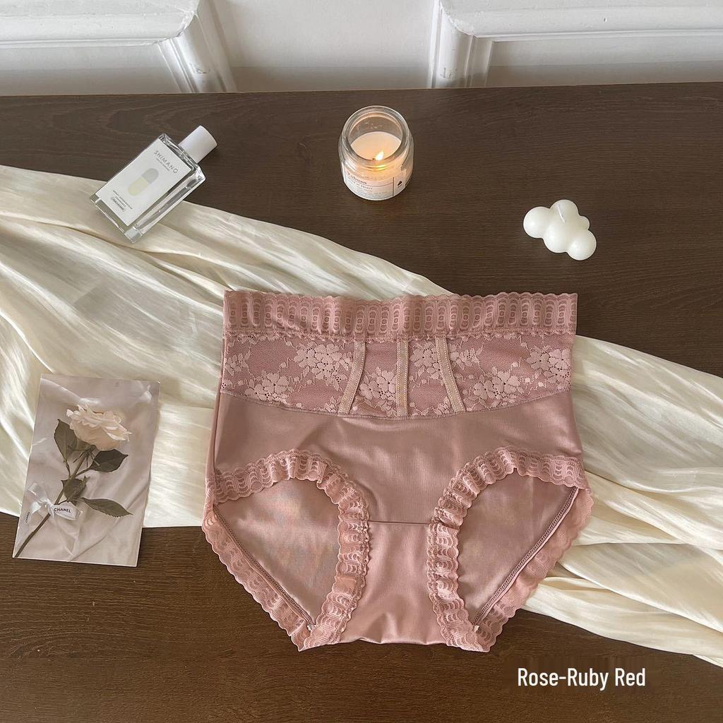High-Waisted Lace Summer Panties for Women - Plus Size, Breathable Mulberry Silk Crotch, Sexy Thin Style