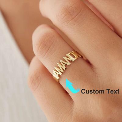 Custom Name Rings For Women Gold Color  Stainless Steel Personalized Engraved Letter Ring Birthday Wedding Christmas Jewelry
