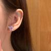 Viral Princess Cut Crystal Earrings, S925 Silver Garnet Studs, Trendy Jewelry