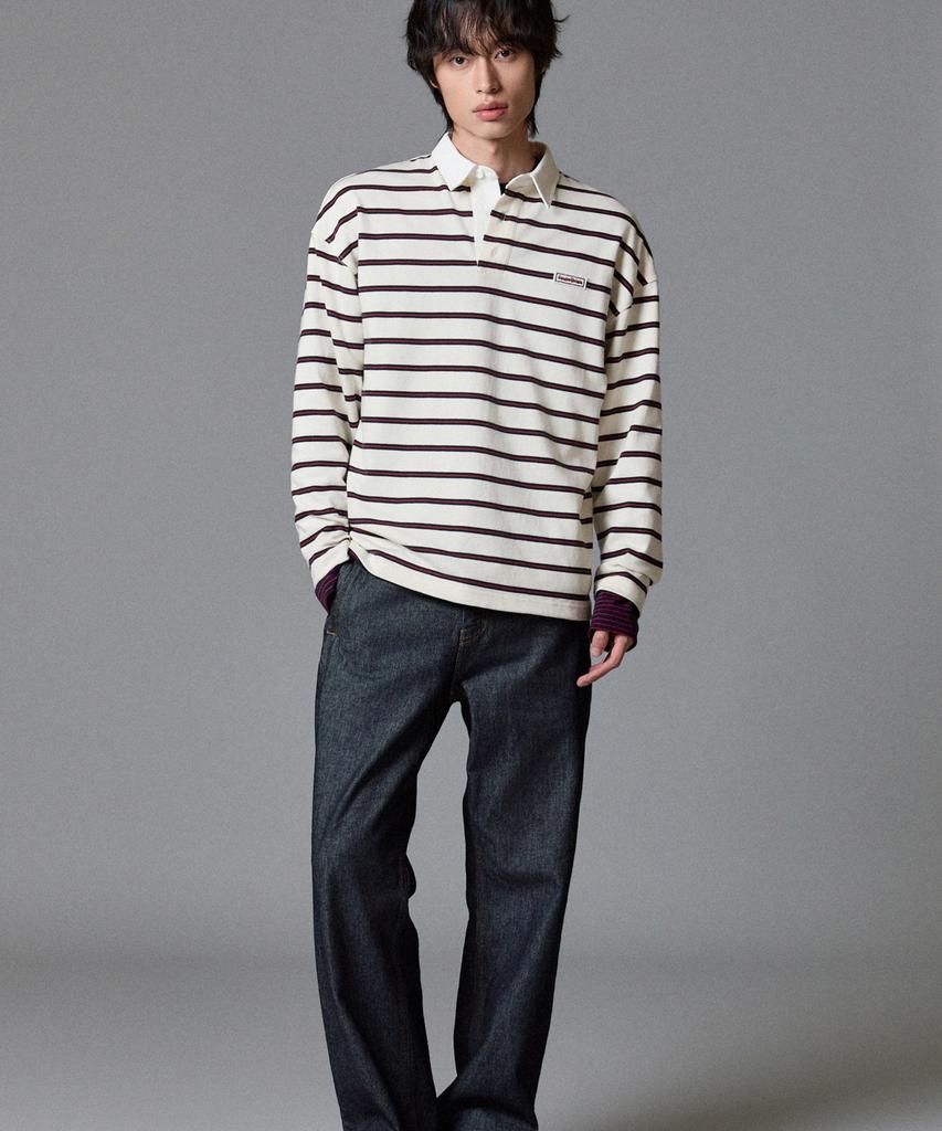 TOULN BRICK Tb-Stripe Rugby T-Shirt Iv (E6W10G3201)
