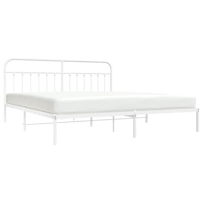 VidaXL Cadre de lit métal avec tête de lit blanc 193x203 cm 352633