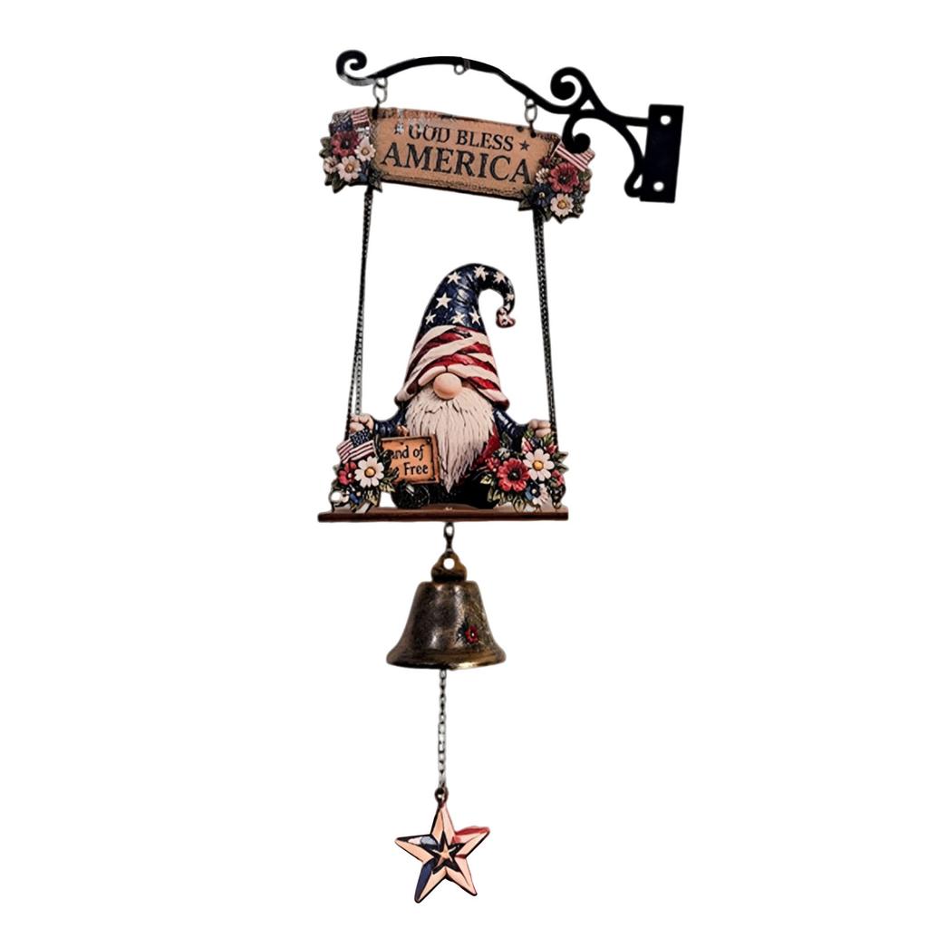 Retro Gnome Welcome Bell Ornament Multi-Purpose Rustic Hand Bell Figurines Crafts Welcome Doorbell Ornament for Entry Home Decor