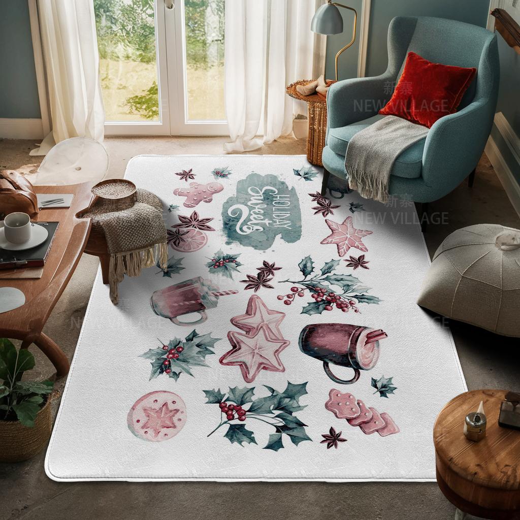 House Entrance Carpet Home Door Mat Living Room Bath Foot Bathroom Non-slip Water Absorption Rugs Bath Merry Christmas Winter