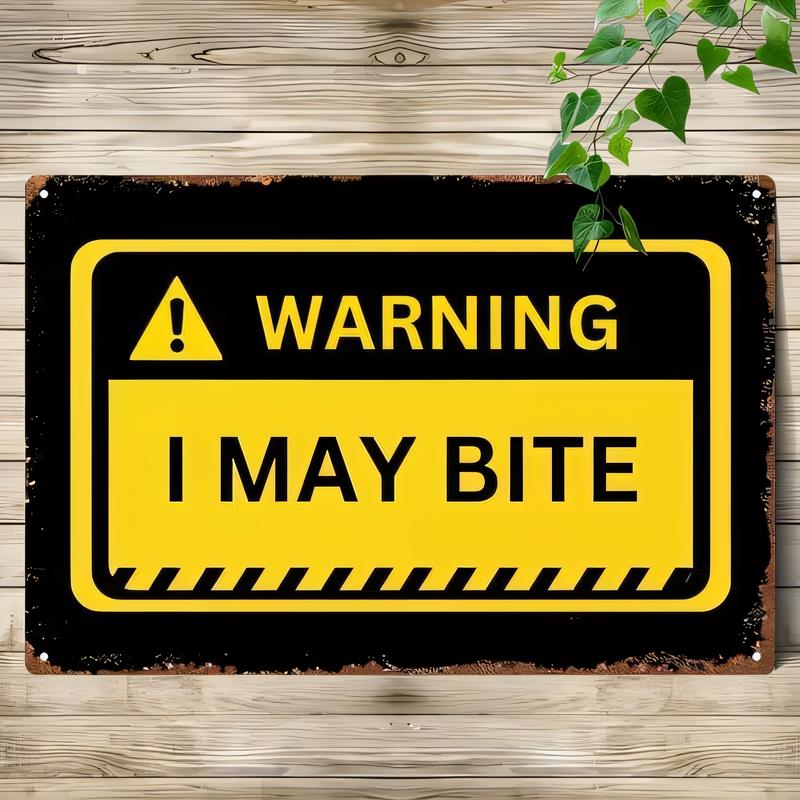 Tin Sign Warning I May Bite Funny Dog Cat Pet Lover Safety Quote Vintage Metal Plaque Wall Art Home Bar Garage Decor Rustic Retr
