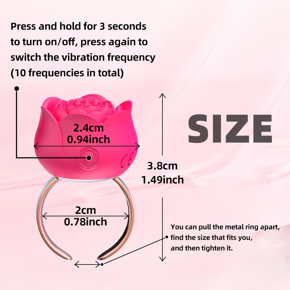 FairyKiss Rose Finger Ring Vibrator for Women Mini Clitoris Nipple Stimulator 10 Vibration Modes Adult Tease Sex Toys Massager