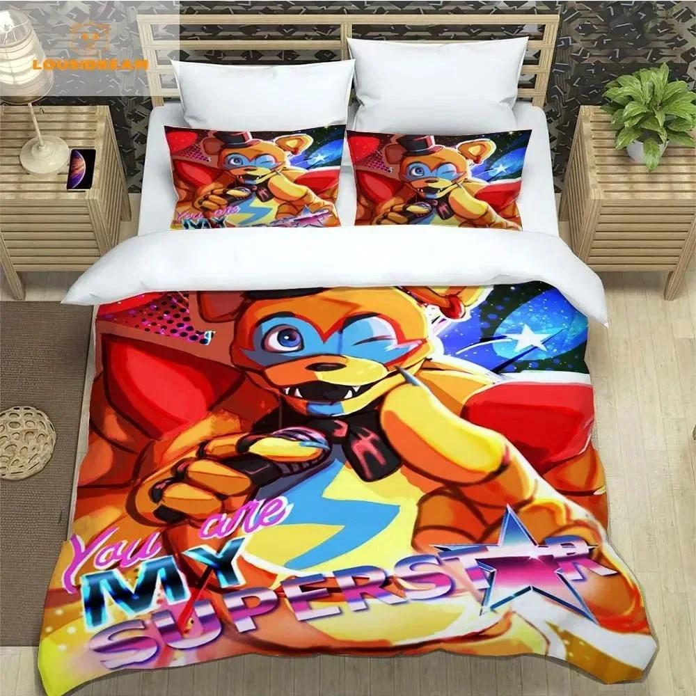3Pcs F-Five N-Nights At Freddys F-Fnaf Bedding Set Single/Double/Full/Queen/King Size Game Gift For Adults Kids As Bedroom Decor