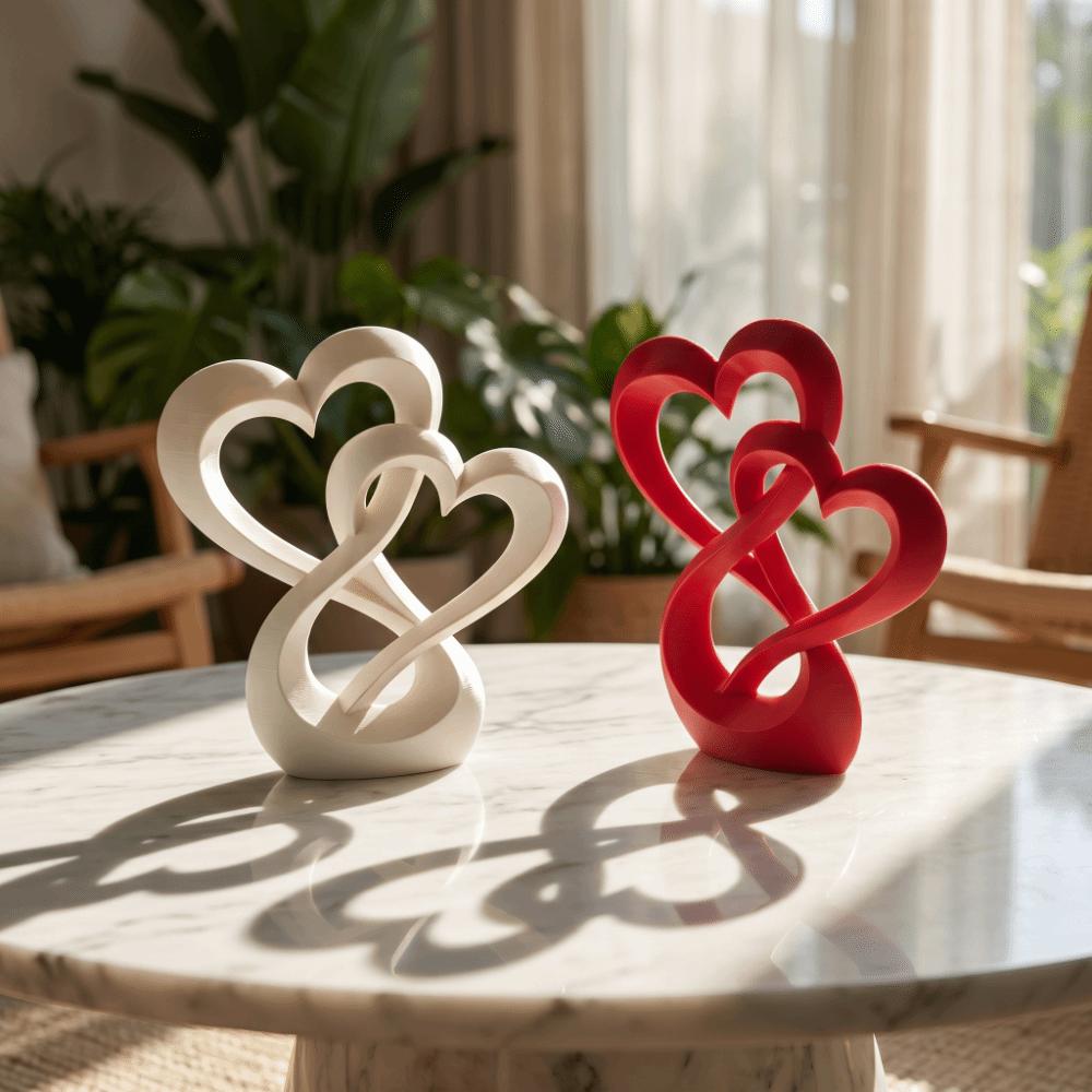 3D Printed Double Heart Ornament Lovers Gifts Hollow Heart Models Car Interior Ornament Home Decor