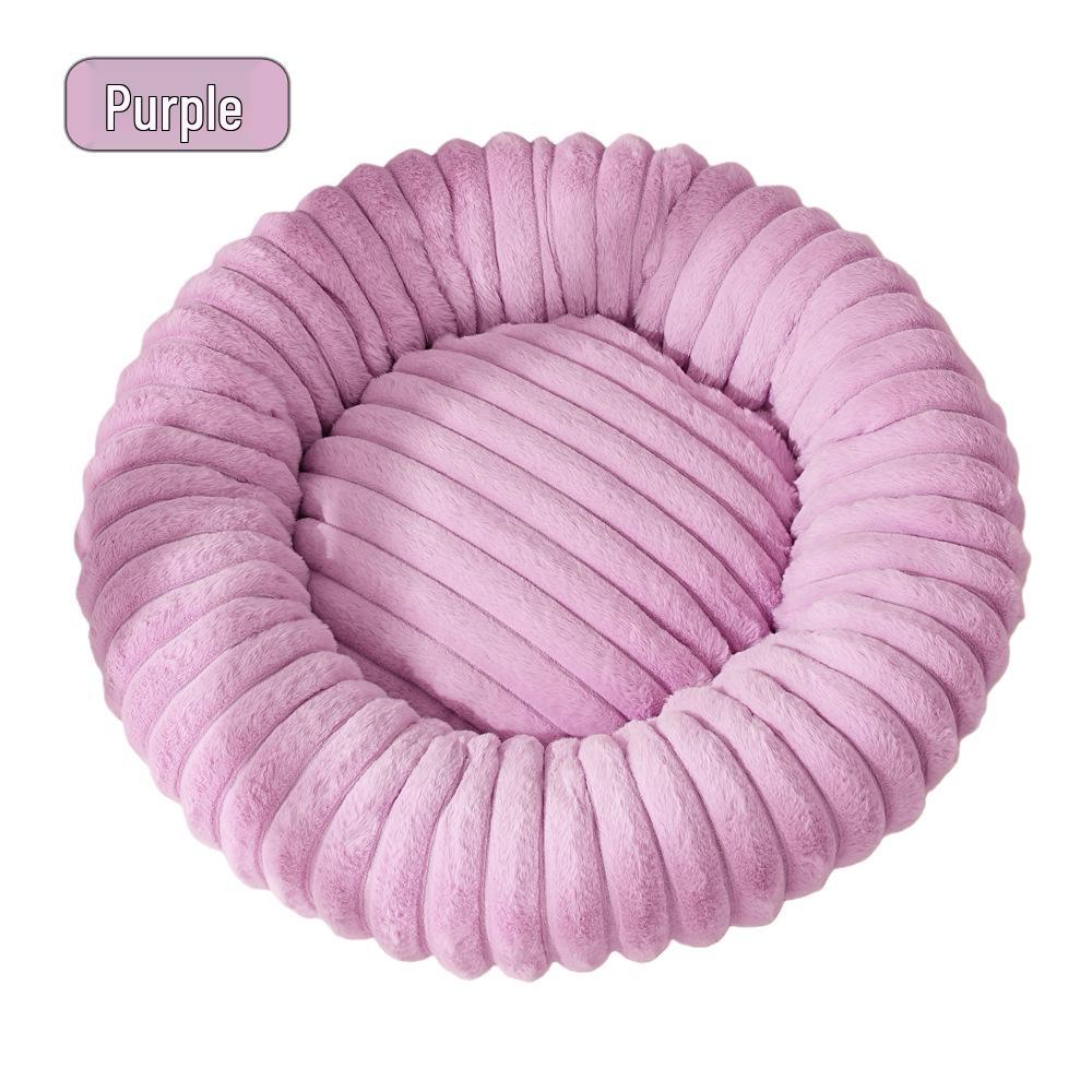 Cross-Border Faux Fur Pet Nest: Warm Round Bed for Dogs & Cats