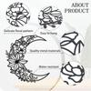 Wrought Iron Moon Wall Art, Boho Metal Floral Decor Home Hanging Ornament