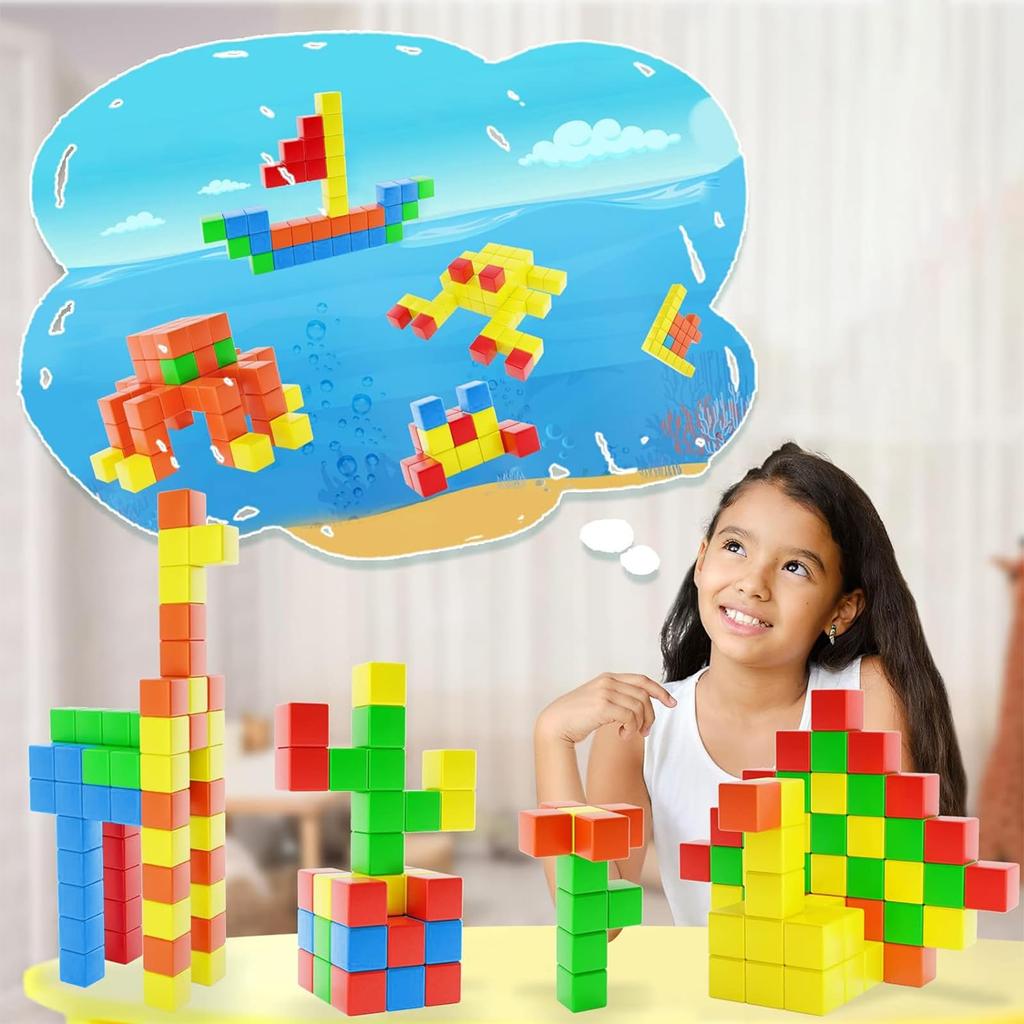 AMYCOOL 46-Piece Magnetic Building Blocks, 30mm 3D Puzzle, Magnetic Cubes, Building Blocks for Ages 3 and Up, Brain Training, Early Education, STEM