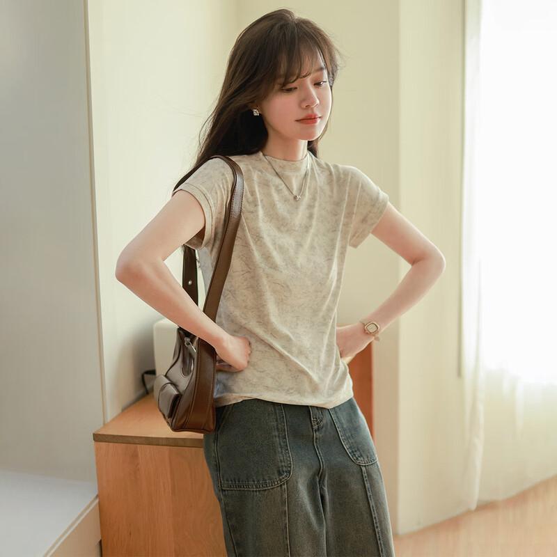 Damen geripptes Slim Fit T-Shirt mit überschnittenen Schultern